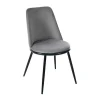 Set Van 2 Fluwelen Gestoffeerde Stoelen Met Rugleuning - Zwart Metalen Structuur - Grijs