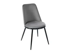 Set Van 2 Fluwelen Gestoffeerde Stoelen Met Rugleuning - Zwart Metalen Structuur - Grijs