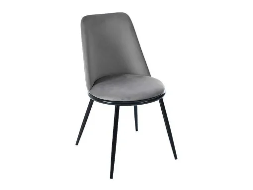 Set Van 2 Fluwelen Gestoffeerde Stoelen Met Rugleuning - Zwart Metalen Structuur - Grijs