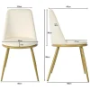 Set Van 4 Fluwelen Gestoffeerde Stoelen Met Rugleuning - Goud Metalen Structuur - Beige
