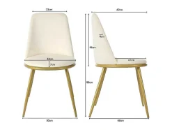 Set Van 4 Fluwelen Gestoffeerde Stoelen Met Rugleuning - Goud Metalen Structuur - Beige