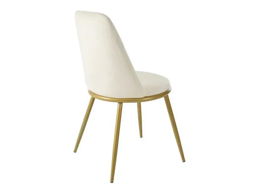 Set Van 4 Fluwelen Gestoffeerde Stoelen Met Rugleuning - Goud Metalen Structuur - Beige