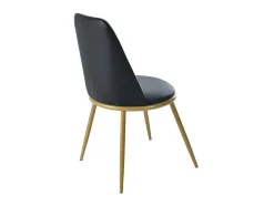 Set Van 4 Fluwelen Gestoffeerde Stoelen Met Rugleuning - Goudkleurige Metalen Structuur - Zwart