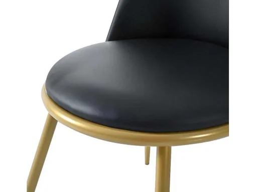 Set Van 4 Fluwelen Gestoffeerde Stoelen Met Rugleuning - Goudkleurige Metalen Structuur - Zwart
