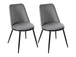 Set Van 2 Fluwelen Gestoffeerde Stoelen Met Rugleuning - Zwart Metalen Structuur - Grijs