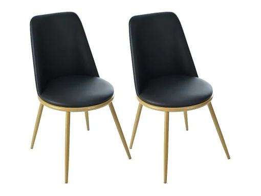 Set Van 4 Fluwelen Gestoffeerde Stoelen Met Rugleuning - Goudkleurige Metalen Structuur - Zwart