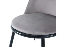 Set Van 2 Fluwelen Gestoffeerde Stoelen Met Rugleuning - Zwart Metalen Structuur - Grijs