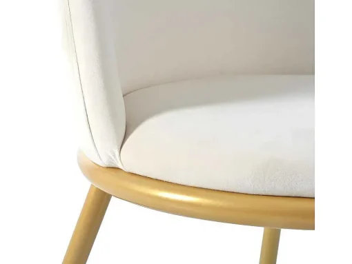 Set Van 4 Fluwelen Gestoffeerde Stoelen Met Rugleuning - Goud Metalen Structuur - Beige