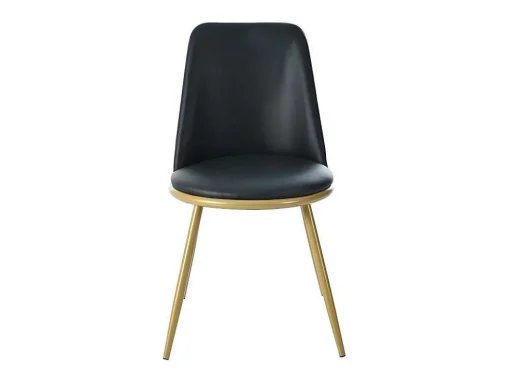 Set Van 4 Fluwelen Gestoffeerde Stoelen Met Rugleuning - Goudkleurige Metalen Structuur - Zwart