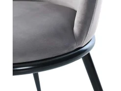 Set Van 2 Fluwelen Gestoffeerde Stoelen Met Rugleuning - Zwart Metalen Structuur - Grijs