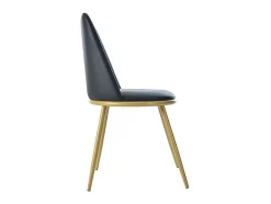 Set Van 4 Fluwelen Gestoffeerde Stoelen Met Rugleuning - Goudkleurige Metalen Structuur - Zwart