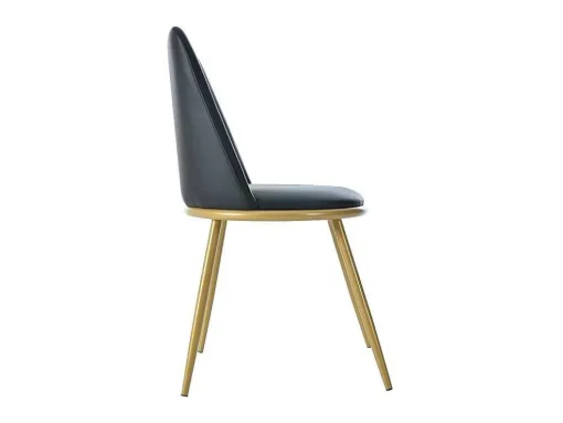 Set Van 4 Fluwelen Gestoffeerde Stoelen Met Rugleuning - Goudkleurige Metalen Structuur - Zwart