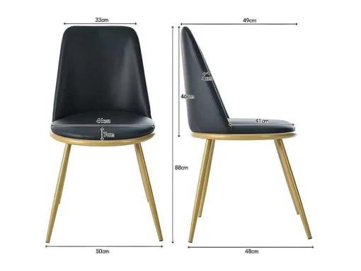 Set Van 4 Fluwelen Gestoffeerde Stoelen Met Rugleuning - Goudkleurige Metalen Structuur - Zwart