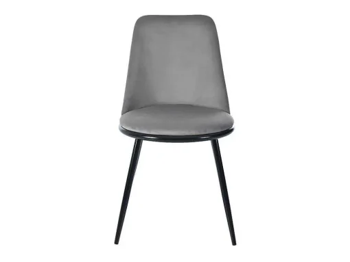 Set Van 2 Fluwelen Gestoffeerde Stoelen Met Rugleuning - Zwart Metalen Structuur - Grijs