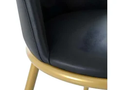 Set Van 4 Fluwelen Gestoffeerde Stoelen Met Rugleuning - Goudkleurige Metalen Structuur - Zwart