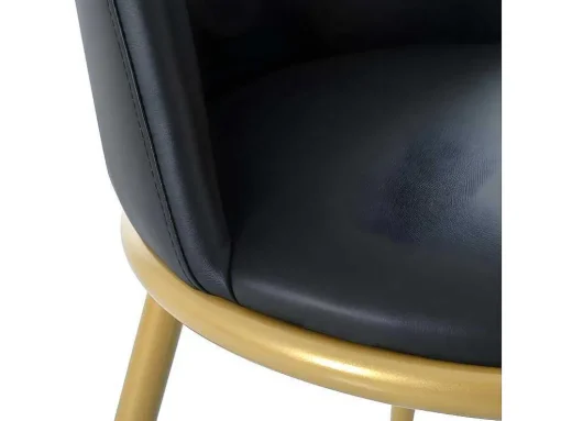 Set Van 4 Fluwelen Gestoffeerde Stoelen Met Rugleuning - Goudkleurige Metalen Structuur - Zwart