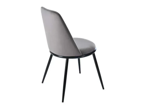 Set Van 2 Fluwelen Gestoffeerde Stoelen Met Rugleuning - Zwart Metalen Structuur - Grijs