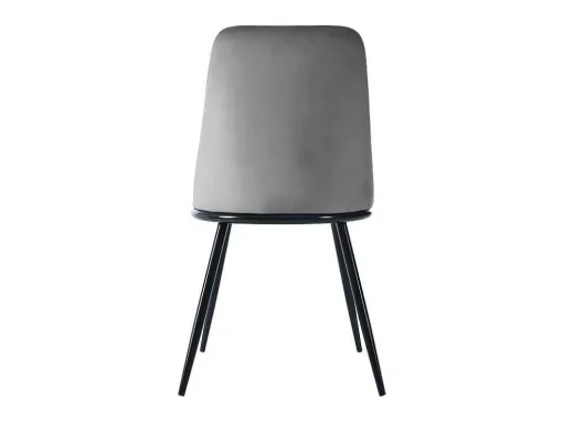 Set Van 2 Fluwelen Gestoffeerde Stoelen Met Rugleuning - Zwart Metalen Structuur - Grijs