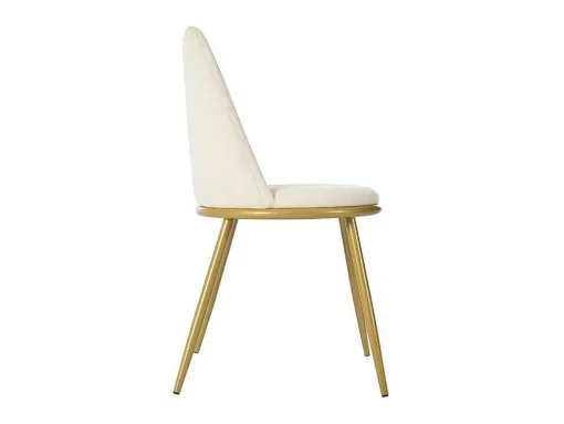 Set Van 4 Fluwelen Gestoffeerde Stoelen Met Rugleuning - Goud Metalen Structuur - Beige