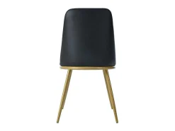 Set Van 4 Fluwelen Gestoffeerde Stoelen Met Rugleuning - Goudkleurige Metalen Structuur - Zwart