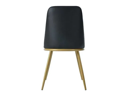 Set Van 4 Fluwelen Gestoffeerde Stoelen Met Rugleuning - Goudkleurige Metalen Structuur - Zwart