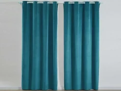 Set Van 2 Fluwelen Gordijnen - 140 X 260 Cm - Blauw - Ahtari