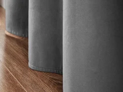 Set Van 2 Fluwelen Gordijnen - 140 X 260 Cm - Grijs - Ahtari