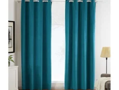 Set Van 2 Fluwelen Gordijnen - 140 X 260 Cm - Blauw - Ahtari