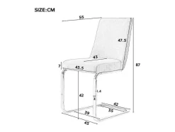 Set Van 4 Fluwelen Sledestoelen - Rugleuning Ruitpatroon - Onderstel Zilverkleurig Metaal - Beige
