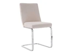 Set Van 4 Fluwelen Sledestoelen - Rugleuning Ruitpatroon - Onderstel Zilverkleurig Metaal - Beige