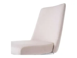 Set Van 2 Fluwelen Sledestoelen - Rugleuning Ruitpatroon - Onderstel Zilverkleurig Metaal - Beige