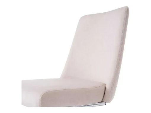 Set Van 2 Fluwelen Sledestoelen - Rugleuning Ruitpatroon - Onderstel Zilverkleurig Metaal - Beige