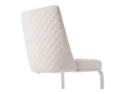 Set Van 4 Fluwelen Sledestoelen - Rugleuning Ruitpatroon - Onderstel Zilverkleurig Metaal - Beige