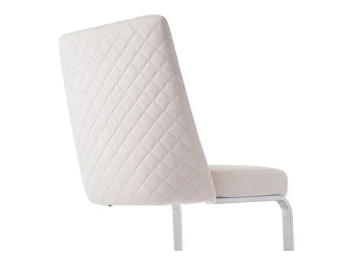 Set Van 4 Fluwelen Sledestoelen - Rugleuning Ruitpatroon - Onderstel Zilverkleurig Metaal - Beige