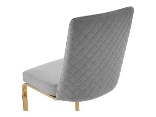 Set Van 4 Fluwelen Sledestoelen - Rugleuning Ruitpatroon - Onderstel Goudkleurig Metaal - Grijs