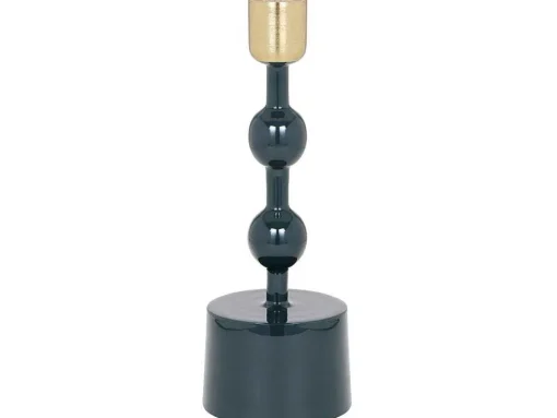 Set Van 2 Geemailleerde Aluminium Kandelaars - H.26,5 Cm En H.22 Cm - Eend Blauw - Parina