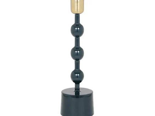 Set Van 2 Geemailleerde Aluminium Kandelaars - H.26,5 Cm En H.22 Cm - Eend Blauw - Parina