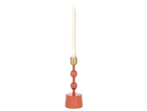 Set Van 2 Geemailleerde Aluminium Kandelaars - H.26,5 Cm En H.22 Cm - Terracotta - Parina