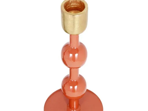 Set Van 2 Geemailleerde Aluminium Kandelaars - H.26,5 Cm En H.22 Cm - Terracotta - Parina