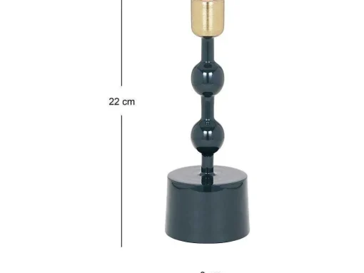 Set Van 2 Geemailleerde Aluminium Kandelaars - H.26,5 Cm En H.22 Cm - Eend Blauw - Parina