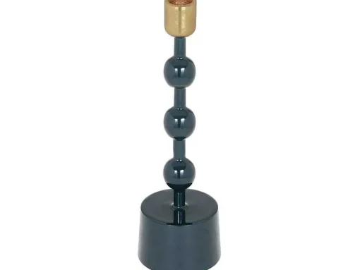 Set Van 2 Geemailleerde Aluminium Kandelaars - H.26,5 Cm En H.22 Cm - Eend Blauw - Parina