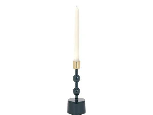 Set Van 2 Geemailleerde Aluminium Kandelaars - H.26,5 Cm En H.22 Cm - Eend Blauw - Parina