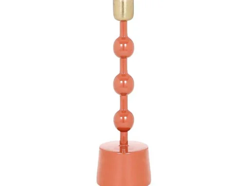 Set Van 2 Geemailleerde Aluminium Kandelaars - H.26,5 Cm En H.22 Cm - Terracotta - Parina