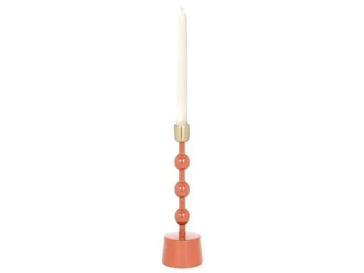 Set Van 2 Geemailleerde Aluminium Kandelaars - H.26,5 Cm En H.22 Cm - Terracotta - Parina
