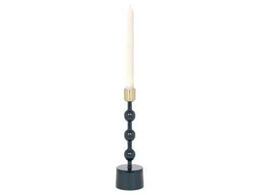 Set Van 2 Geemailleerde Aluminium Kandelaars - H.26,5 Cm En H.22 Cm - Eend Blauw - Parina