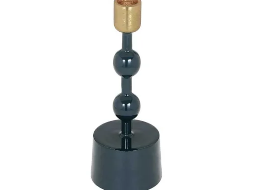 Set Van 2 Geemailleerde Aluminium Kandelaars - H.26,5 Cm En H.22 Cm - Eend Blauw - Parina