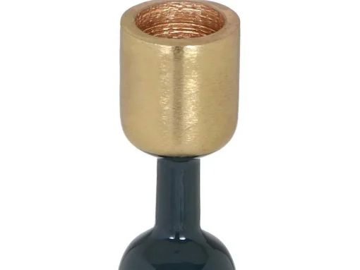Set Van 2 Geemailleerde Aluminium Kandelaars - H.26,5 Cm En H.22 Cm - Eend Blauw - Parina