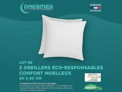 Set Van 2 Gerecyclede Hoofdkussens 60 X 60 Cm Van Dreamea - 100% Microvezel Hoes - Rosa