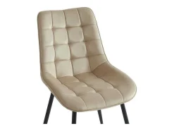 Set Van 6 Gewatteerde Stoelen - Velours En Zwart Metaal - Beige - Ollua