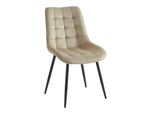 Set Van 6 Gewatteerde Stoelen - Velours En Zwart Metaal - Beige - Ollua